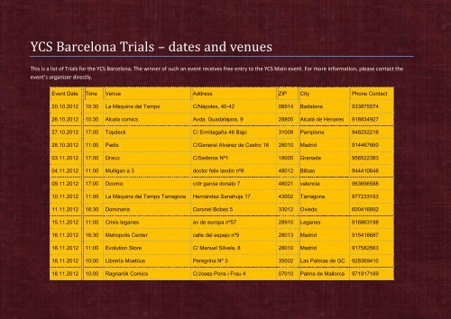 YCS Barcelona Trials Ã¢Â€Â“ dates and venues - Yu-Gi-Oh!