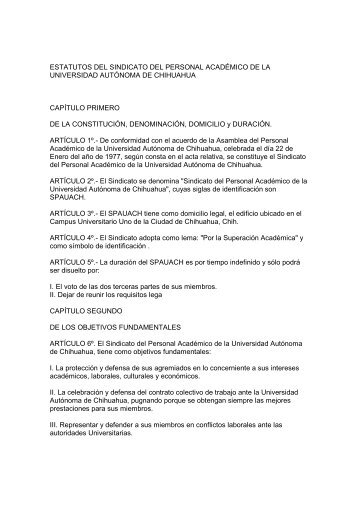 estatutos del sindicato del personal acadÃ©mico de la ... - SPAUACh