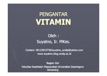 Ilmu Gizi – Pengantar Vitamin - Suyatno, Ir., MKes - Undip