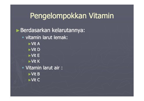 Ilmu Gizi – Pengantar Vitamin - Suyatno, Ir., MKes - Undip