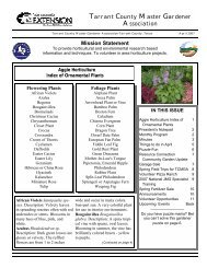 Mission Statement Tarrant County Master Gardener Association