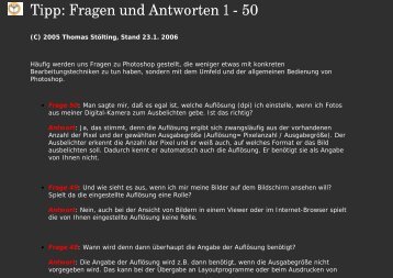 Fragen und Antworten 1-50 - Unsere Welt der Fotografie