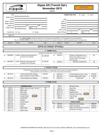 Zippie GS Order Form - Quickie-Wheelchairs.com