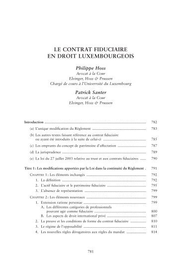 le contrat fiduciaire en droit luxembourgeois - Elvinger, Hoss ...