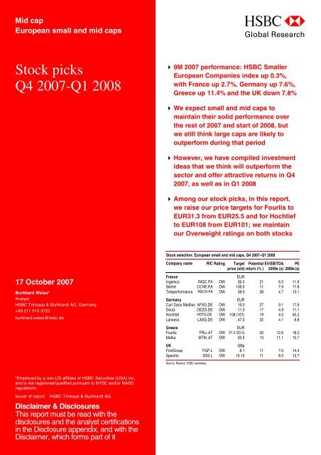 European small and mid caps-Stock picks Q4 2007-Q1 2008 - Fourlis