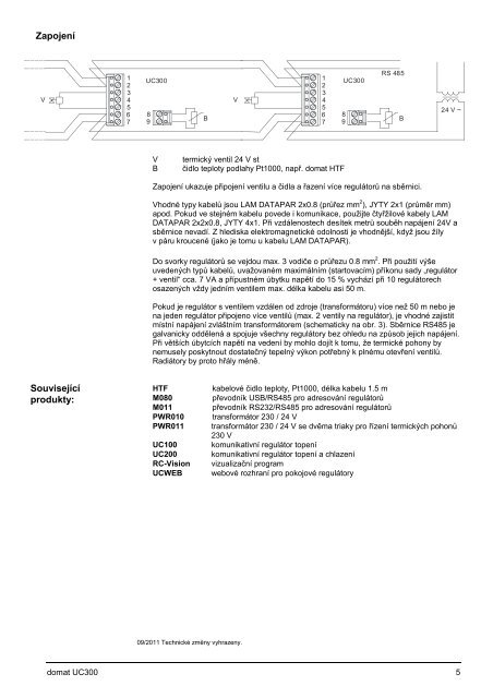 UC300 RegulÃ¡tor podlahovÃ©ho topenÃ­, komunikativnÃ­