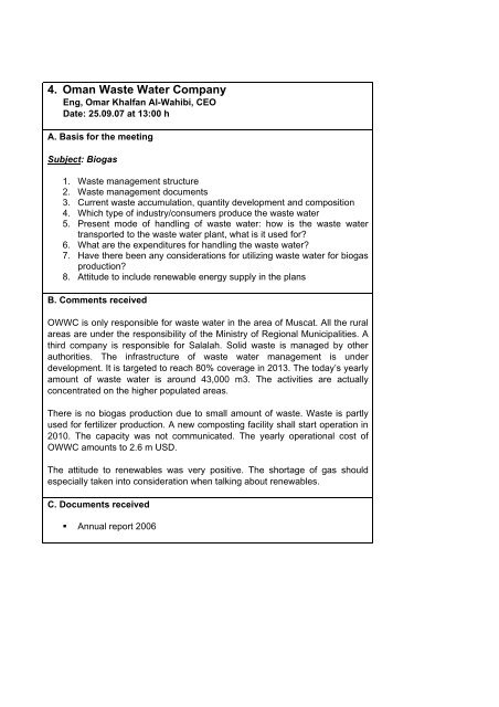 Study on Renewable Energy Resources, Oman - authority for ...