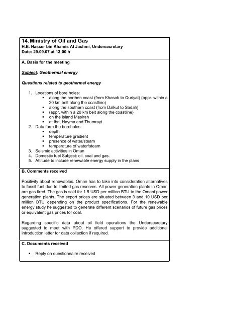 Study on Renewable Energy Resources, Oman - authority for ...