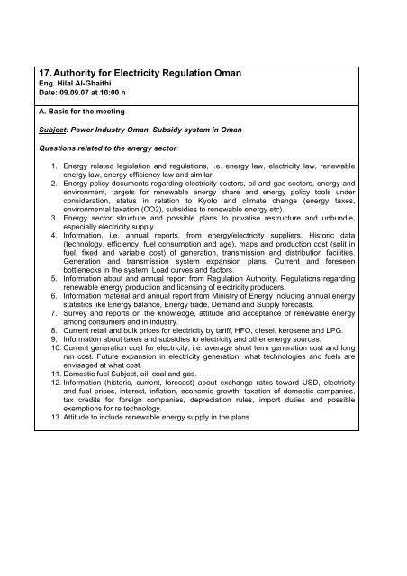 Study on Renewable Energy Resources, Oman - authority for ...