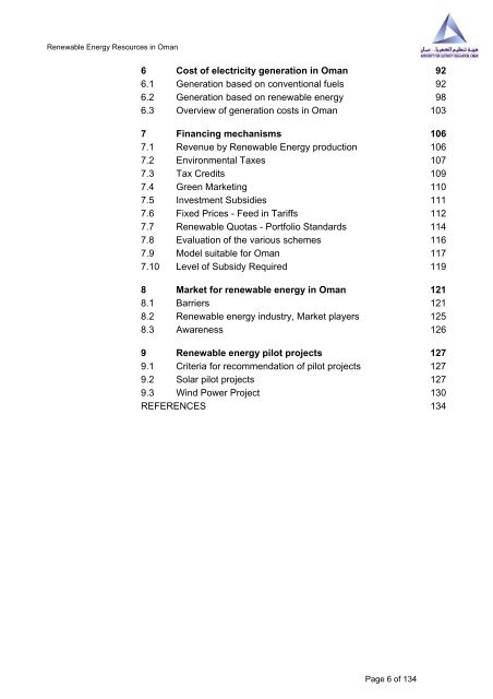 Study on Renewable Energy Resources, Oman - authority for ...