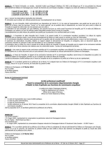 Recueil 2ter-2012 du 23 fÃ©vrier - 12,29 Mb - PrÃ©fecture de la Marne