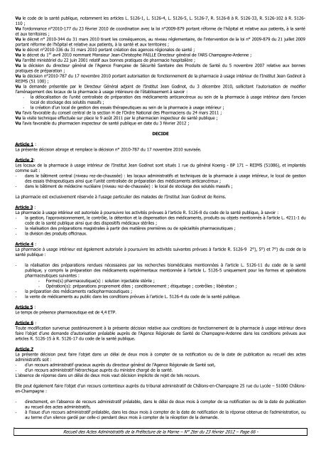Recueil 2ter-2012 du 23 fÃ©vrier - 12,29 Mb - PrÃ©fecture de la Marne
