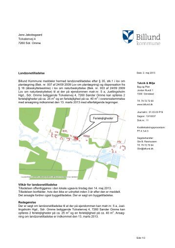 Landzonetilladelse og dispensation fra ... - Billund Kommune