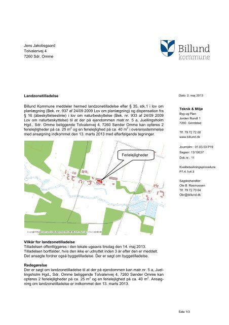 Landzonetilladelse og dispensation fra ... - Billund Kommune