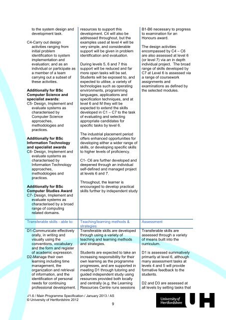 Programme specification (pdf) - University of Hertfordshire