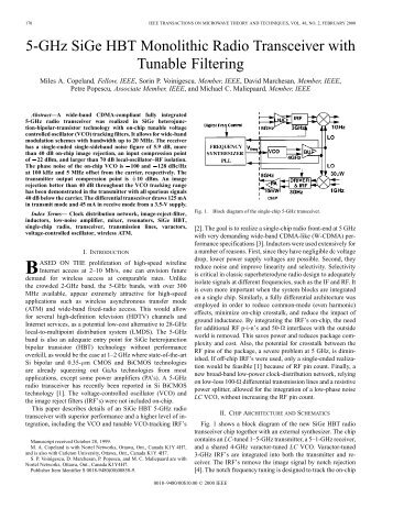 5-GHz SiGe HBT monolithic radio transceiver with tunable filtering