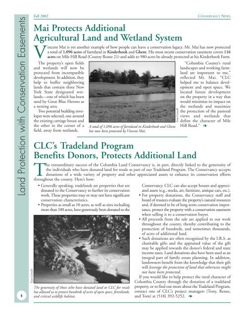 02-174-CLC News Fall 2002 - Columbia Land Conservancy