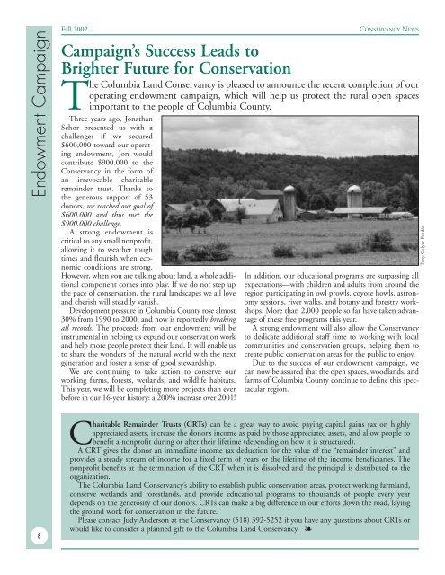 02-174-CLC News Fall 2002 - Columbia Land Conservancy