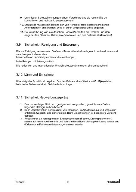 Rotorzettwender HR 671-DH Betriebsanleitung