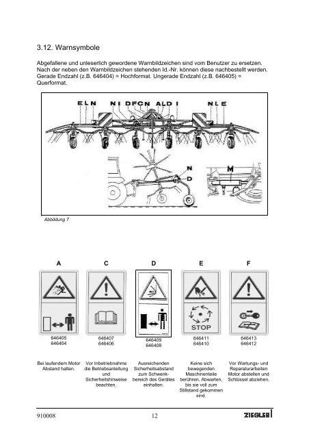 Rotorzettwender HR 671-DH Betriebsanleitung