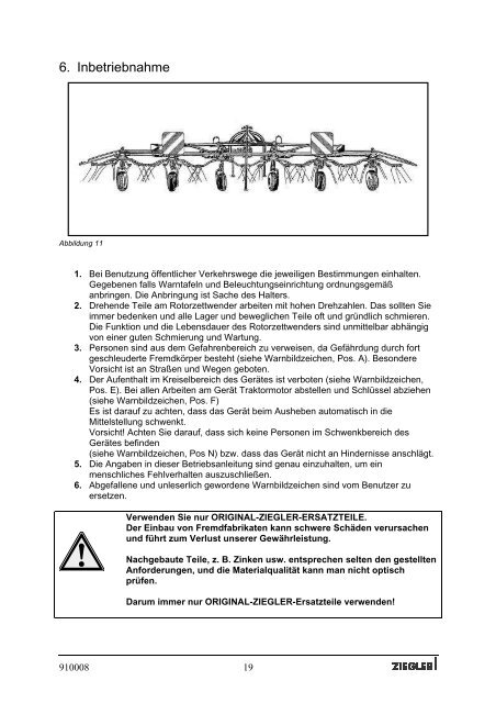 Rotorzettwender HR 671-DH Betriebsanleitung