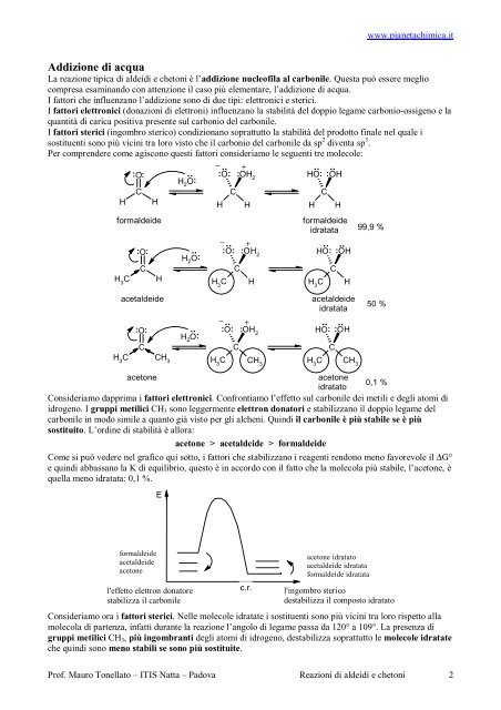 Reazioni di aldeidi e chetoni - PianetaChimica.it