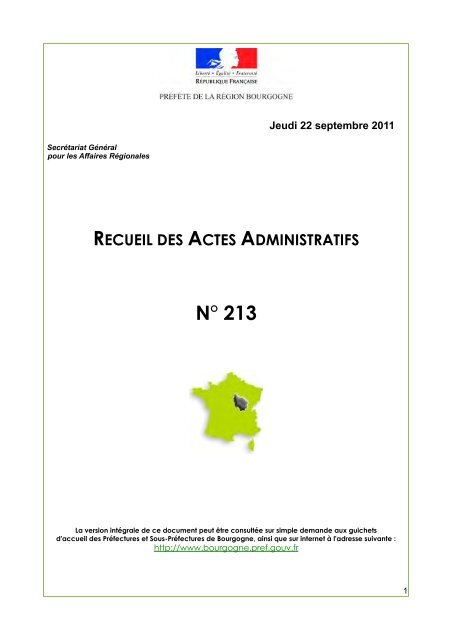 RAA 213 - Préfecture de la Côte-d'Or