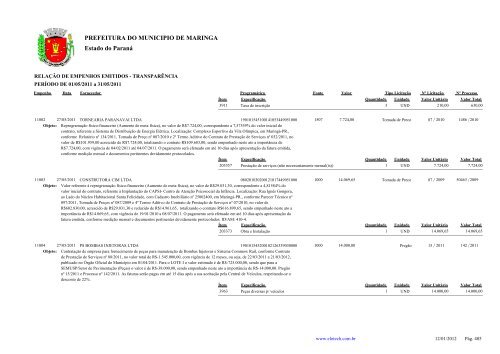 Empenhos Emitidos - Maio - PREFEITURA - MaringÃ¡ - Estado do ...