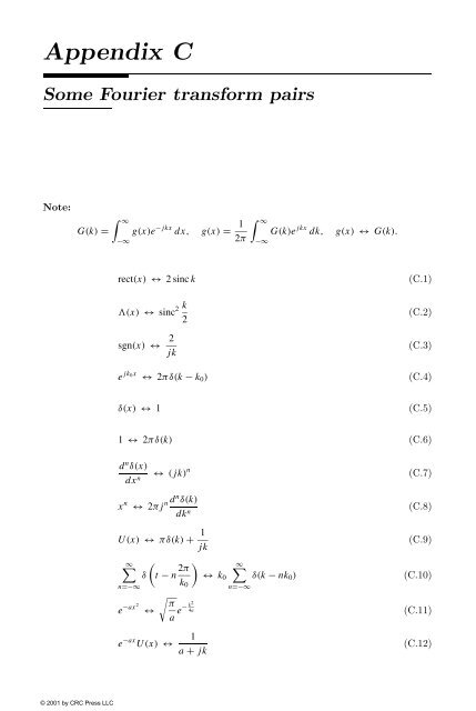 Some Fourier Transform Pairs