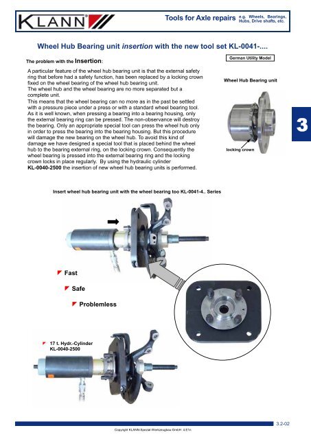 Tools for Axle repairs e.g. Wheels, Bearings, - CARTEL