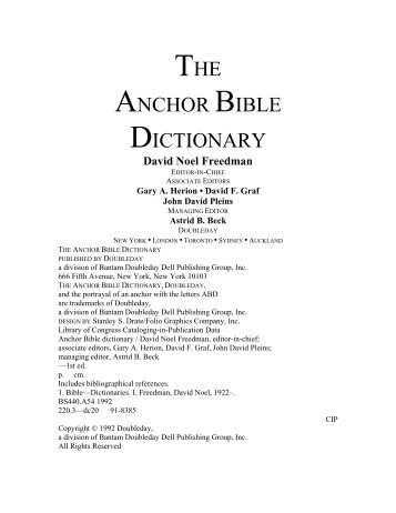 THE ANCHOR BIBLE DICTIONARY - Ancient Hebrew Poetry