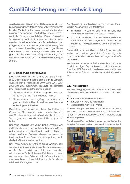 Jahresbericht 09/10 - Schule Waldstatt