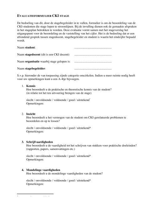 Evaluatie stage