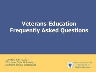 Veterans Education Frequently Asked Questions - Massachusetts ...