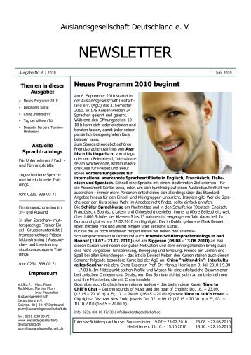Newsletter Juni 2010 - Auslandsgesellschaft Deutschland