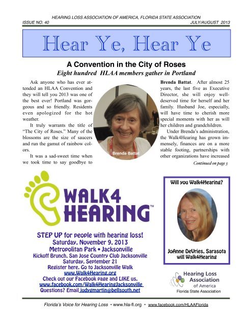 JUL:AUG 2013 E-Newsletter - Hearing Loss Association of Florida