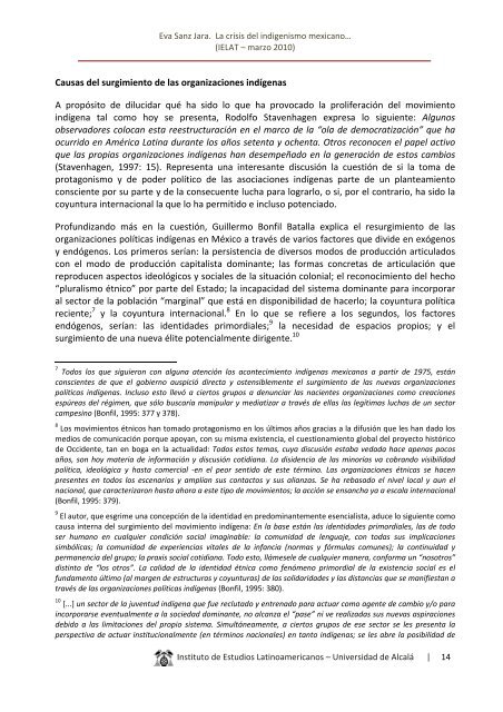 Marzo 2010 Eva Sanz Jara LA CRISIS DEL INDIGENISMO ... - ielat