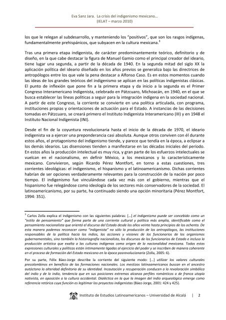 Marzo 2010 Eva Sanz Jara LA CRISIS DEL INDIGENISMO ... - ielat