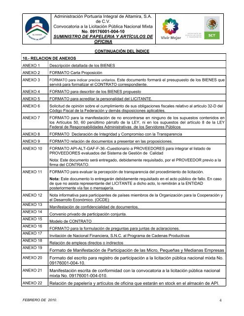 CONVOCATORIA A LA LICITACIÓN PÚBLICA NACIONAL MIXTA ...