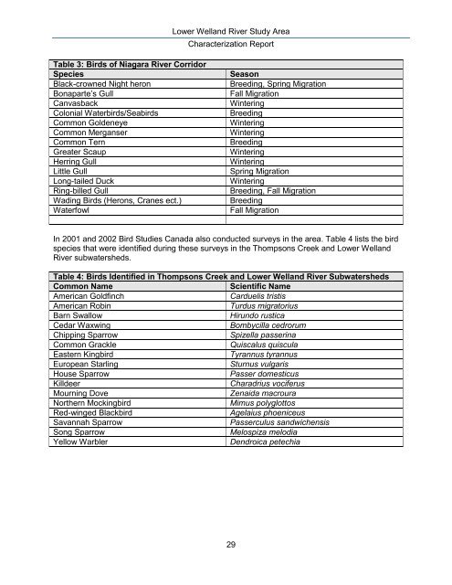 Lower Welland River Characterization Report - Niagara Peninsula ...