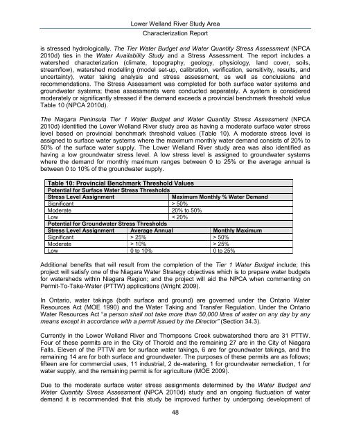 Lower Welland River Characterization Report - Niagara Peninsula ...