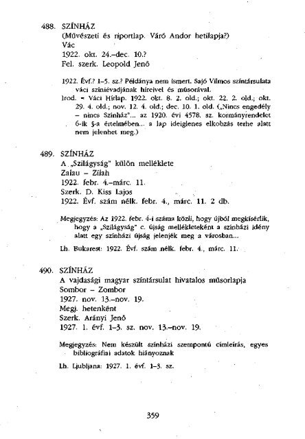 A magyar szÃ­nhÃ¡zi folyÃ³iratok bibliogrÃ¡fiÃ¡ja - OrszÃ¡gos SzÃ©chÃ©nyi ...