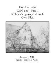 Sunday Bulletin for January 1, 2012 - St. Mark's Episcopal Church