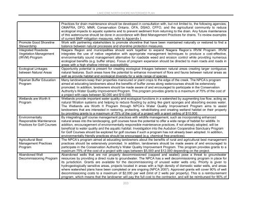 Lake Erie North Shore Watershed Plan - Niagara Peninsula ...