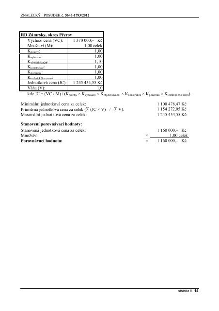 ZNALECKÃ POSUDEK ÄÃ­slo: 5647-1793/2012 - OKdrazby.cz