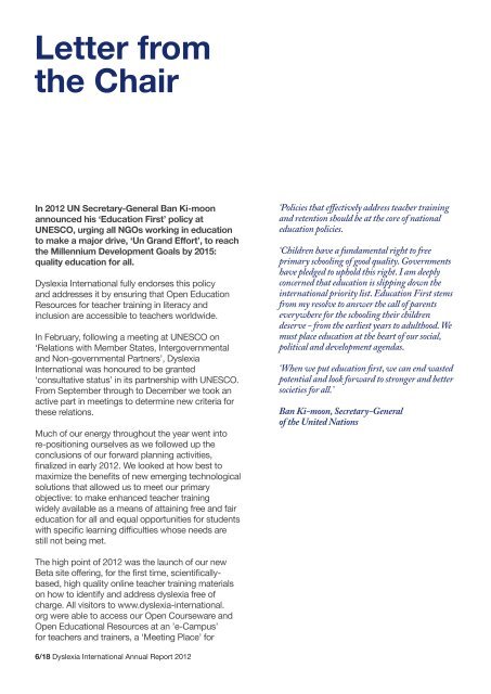 ANNUAL REPORT 2012 - Dyslexia International