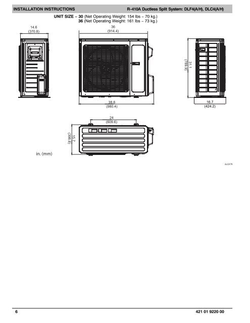 INSTALLATION INSTRUCTIONS Râ410A Ductless Split System Air ...