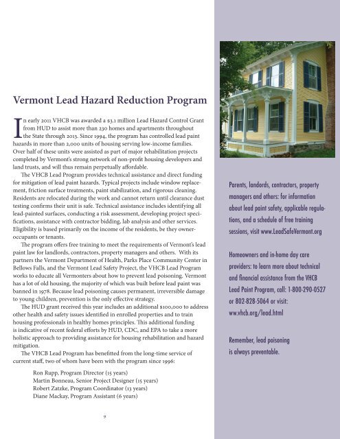 2011 Annual Report to the General Assembly - Vermont Housing ...