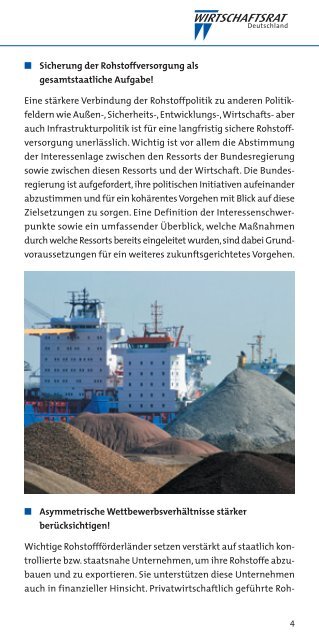 ZukunftsfÃ¤hige Rohstoffpolitik fÃ¼r das Industrieland Deutschland