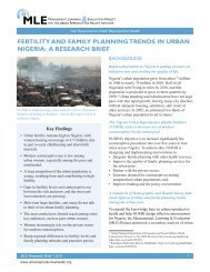 fertility and family planning trends in urban nigeria: a research brief